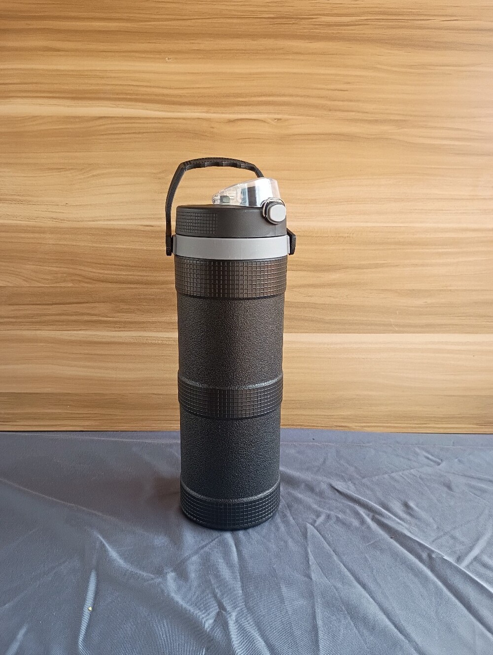 Portable Black Travel Thermos Bottle with Carry Handle